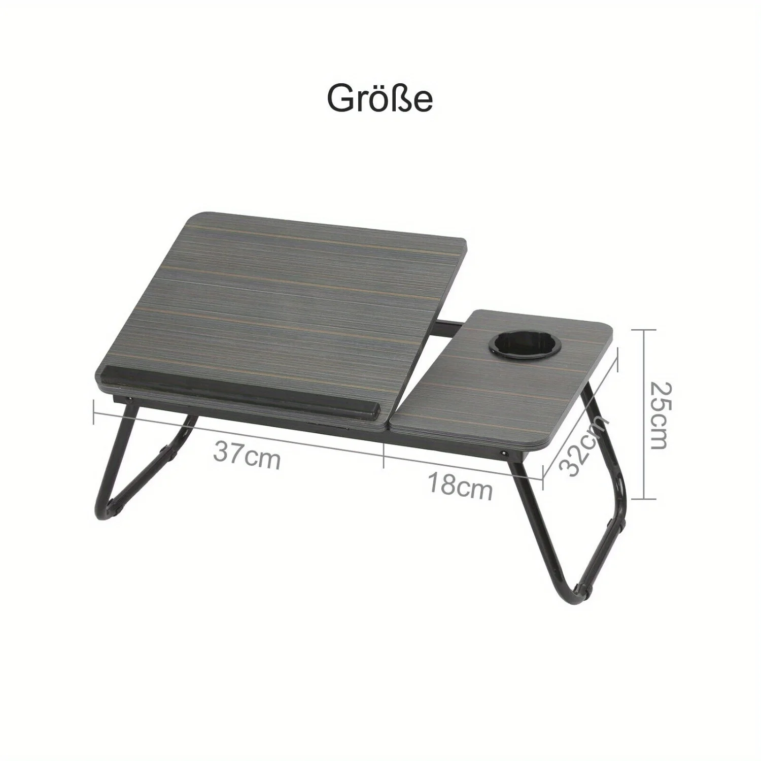 مكتب كمبيوتر محمول مدمج قابل للطي مع حامل أكواب - 55.12 سم × 32.0 سم × 24.89 سم طاولة بجانب السرير محمولة للقراءة والإفطار #4