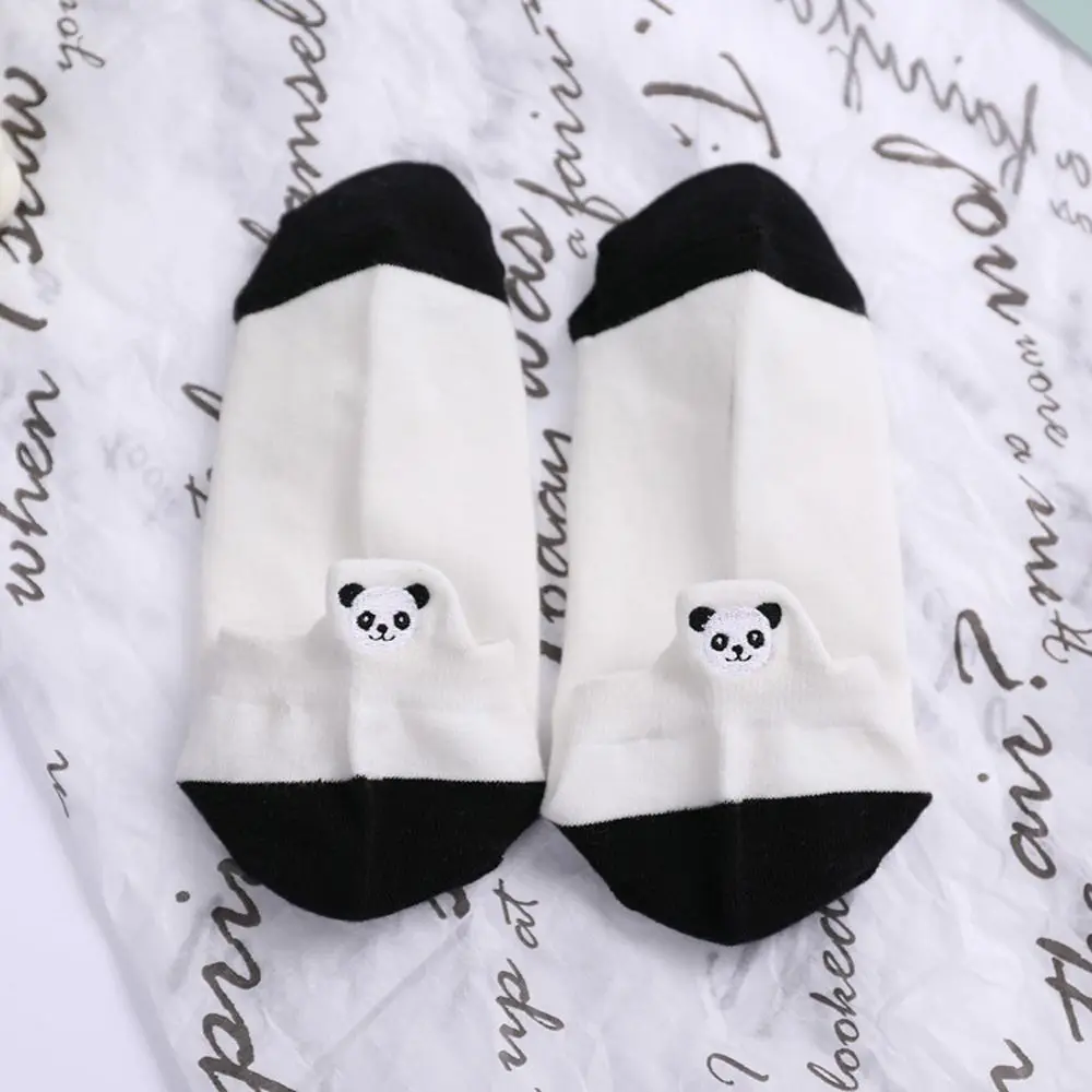 

Cute Funny Cow Spot Girls Shallow Mouth Female Kawaii Women Cotton Socks Embroidery Panda Socks Short Heel Socks Ankle Socks