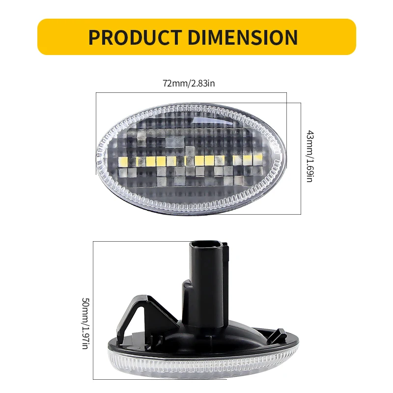 2PCS White LED Side Marker Turn Signal Lights Canbus For Subaru Liberty 00-03 Forester 00-07 11-13 Impreza WRX STI GDA GDB 02-07