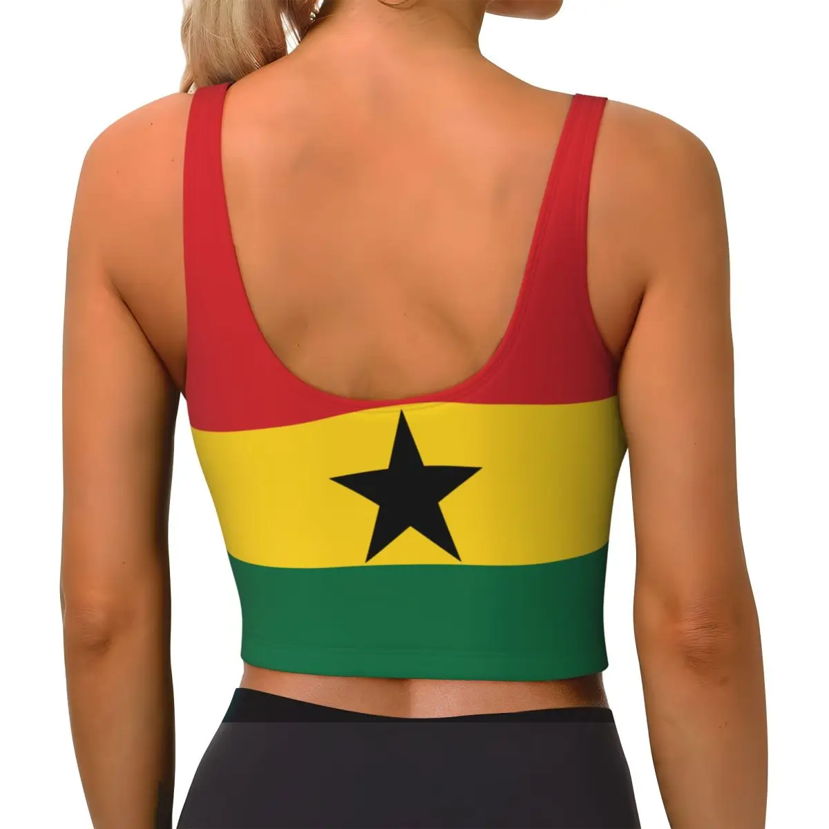 Yoga Vest Women Gym Sports Crop Tops Ghana Flag Streetwear Workout Breathable Tank Top Female