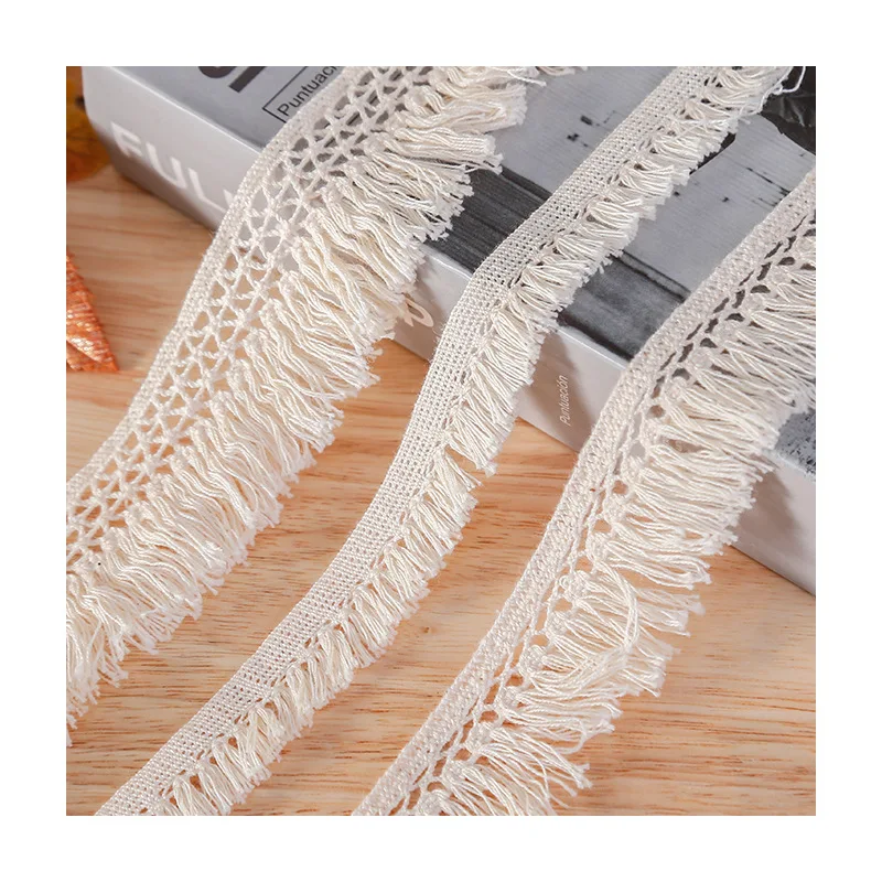 2024 Fringe for Curtains Lace Hemline Bohemia Curtain Decoration Beige Sewing Accessories Cotton Lace  African Fabric Hemline