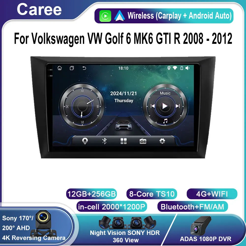 

Android 15 Car Radio For Volkswagen VW Golf 6 MK6 GTI R 2008 - 2012 Wireless Carplay Android Auto Car Stereo Multimedia Player