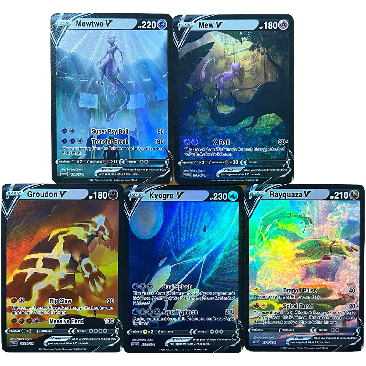 5Pcs/set Diy Ptcg Mew Rayquaza Mewtwo Kyogre Groudon Flash Card Self Made Classic Game Anime Collection Cards Gift Toy