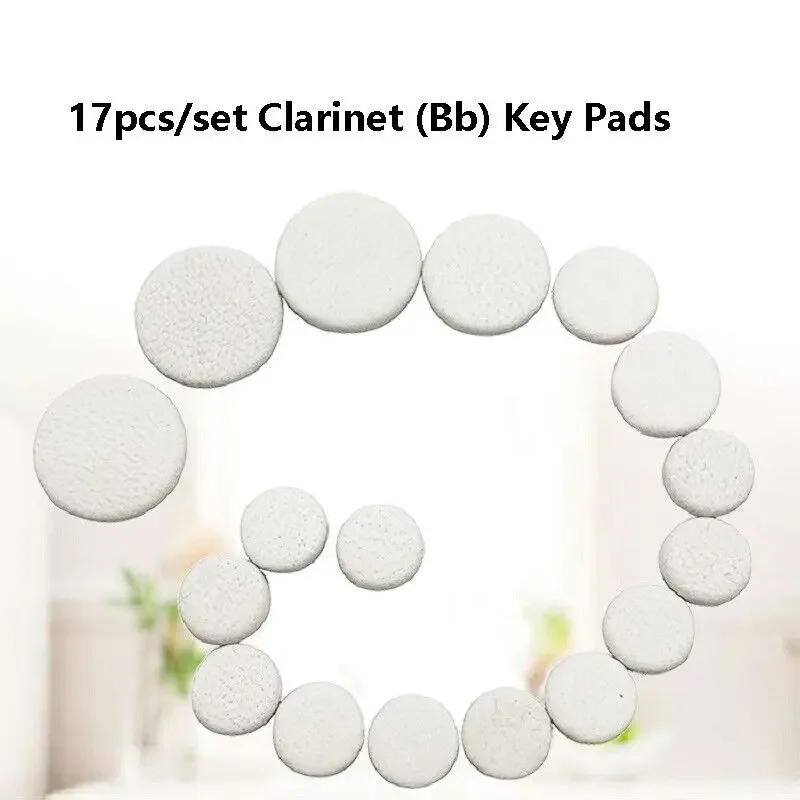 Sheepskin Leather Cushion for Clarinet, Key Pads, Bb Pitch Pitch, Charinet Repair, 17Pcs Set