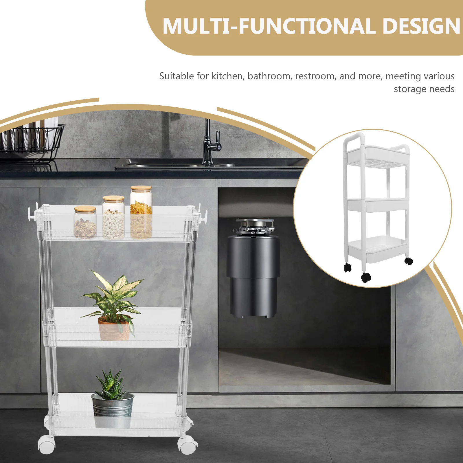 

Mobile Storage Rack Cart with Wheels Rolling Organizer Book Carts Portable on Movable Bookshelf