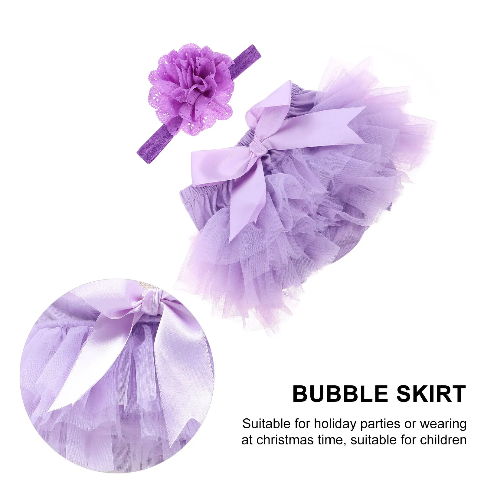 

1Pcs Newborn Baby Girls Tutu Skirt Purple Photography Props Birthday Dress Headwear Size S Easy Wash Stain Resistant