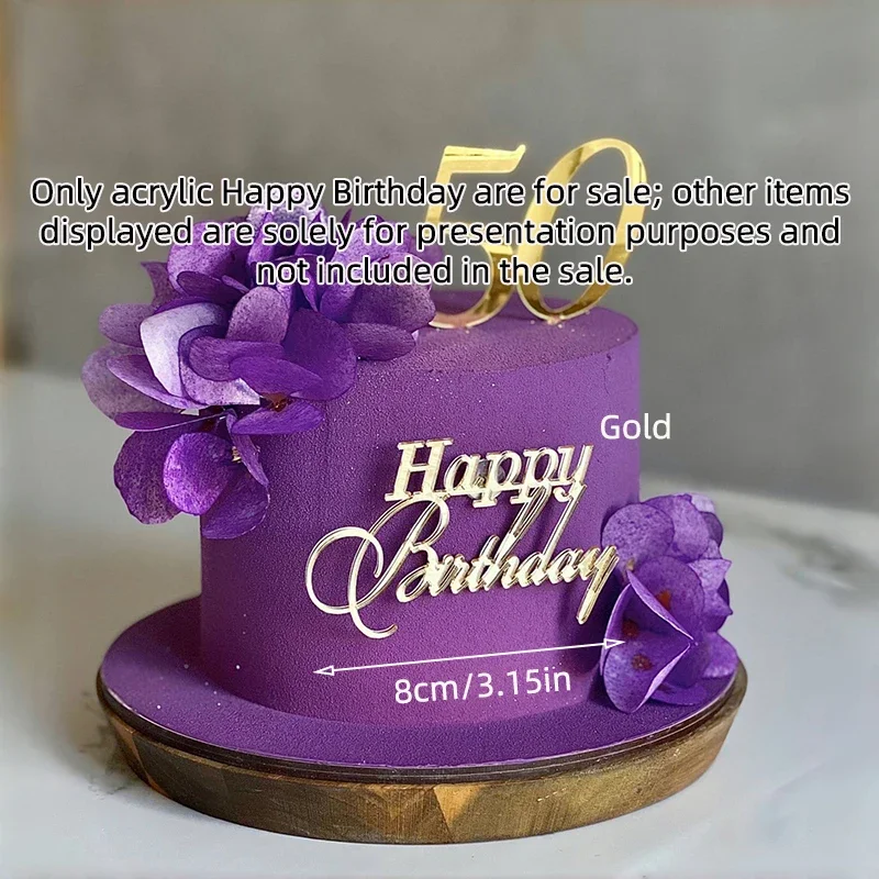2026 Neuer Goldener Acryl-Geburtstagstorten-Topper für Kinderpartys, Dessertdekoration für Babypartys, Backzubehör für fröhliche Feiern – Detail 3