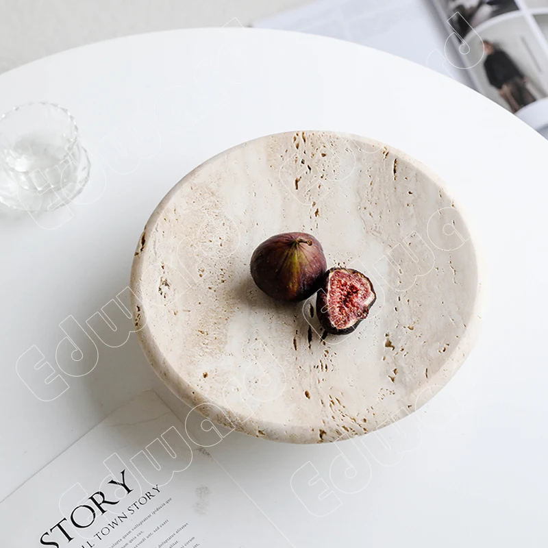 Stone Tray Nordic Style Trays Decorative Fruit Trays High Foot Storage Trays Cream Style Retro Decoration Household Use Plate