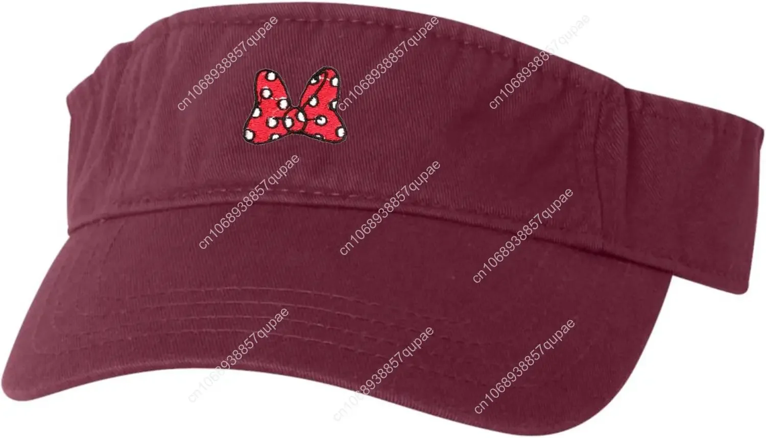 Go All Out Adult Red Bow with Polka Dots Embroidered Visor Dad Hat