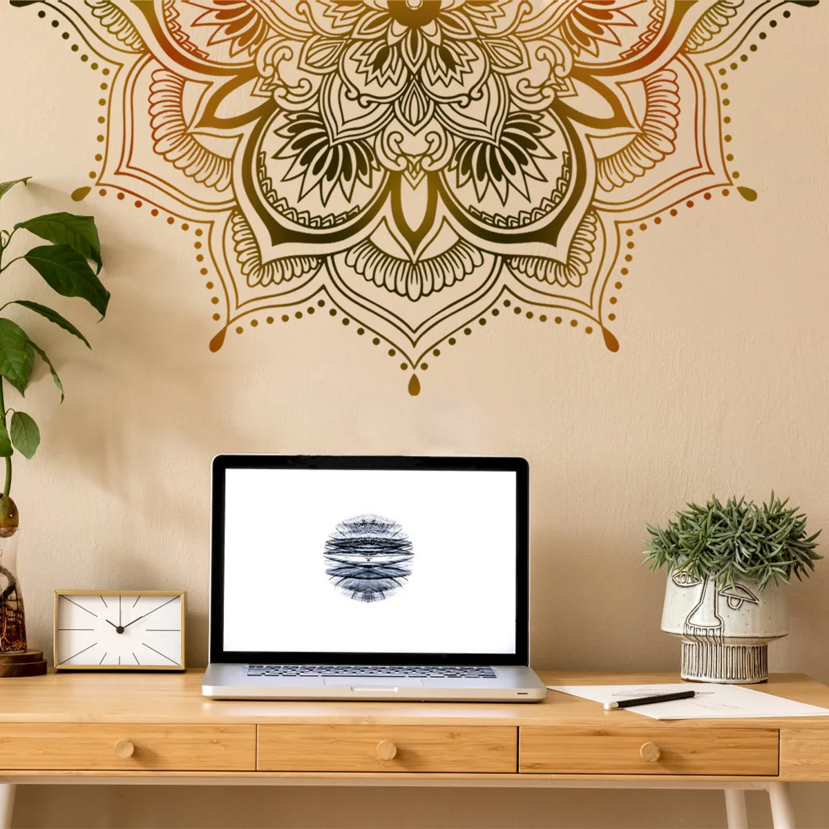 Boho Mandala Lotus Vinyl Wall Stickers For Living Room Decoration Adhesive Wallpaper Bedroom accessories Wall Decor Room Decor