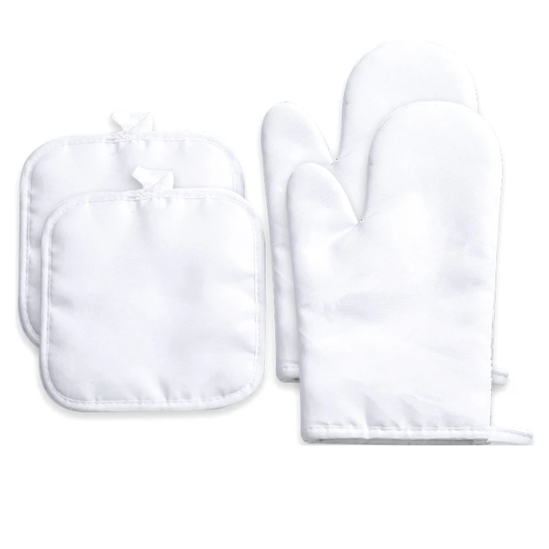 Sublimation Blank Oven Mitts Set Gloves And Sublimation Blank Pot Pad For Kitchen Accessories 4Pcs