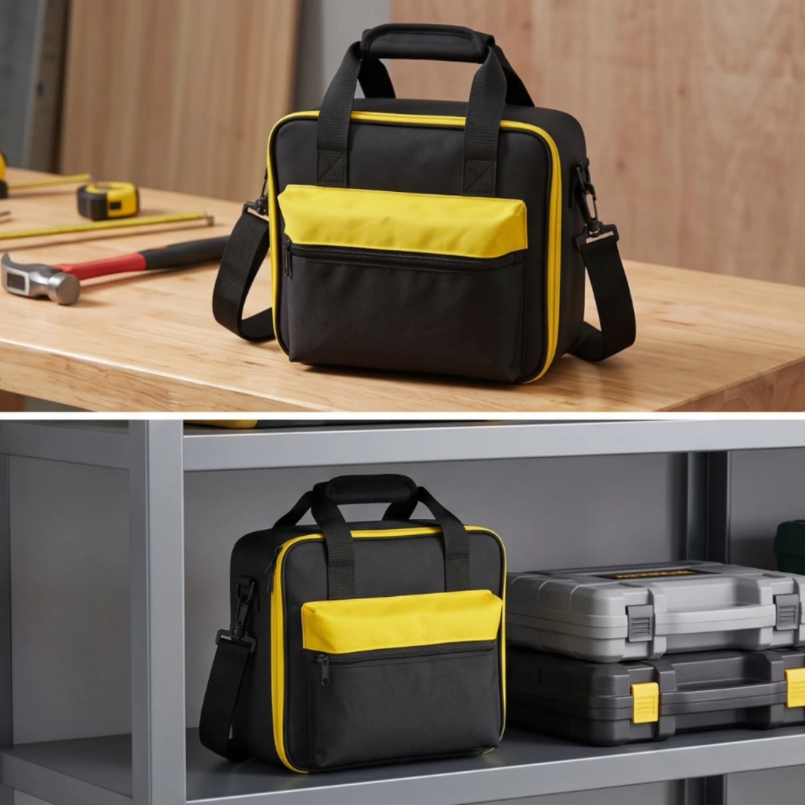 Tool Bag with Dividers Waterproof Tool Storage Bag Organizer Case Heavy-Duty Long-Lasting for Contractors, Jobsite, Garage