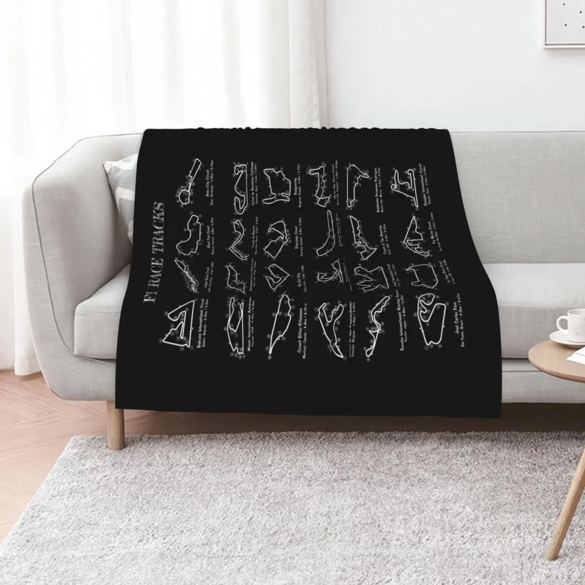 F-1 Race Tracks Vertical (White Stencil - No Background) Throw Blanket Weighted Loose Summer Beddings Soft Plush Plaid Blankets