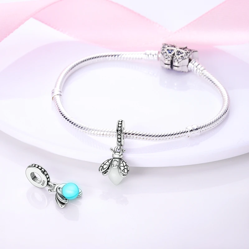 Glow-in-the-dark Fireflies Dangle Charm Bead Fit 3mm Bracelet Bangle Necklace For Women Pendant Luxury DIY Jewelry Making Gifts