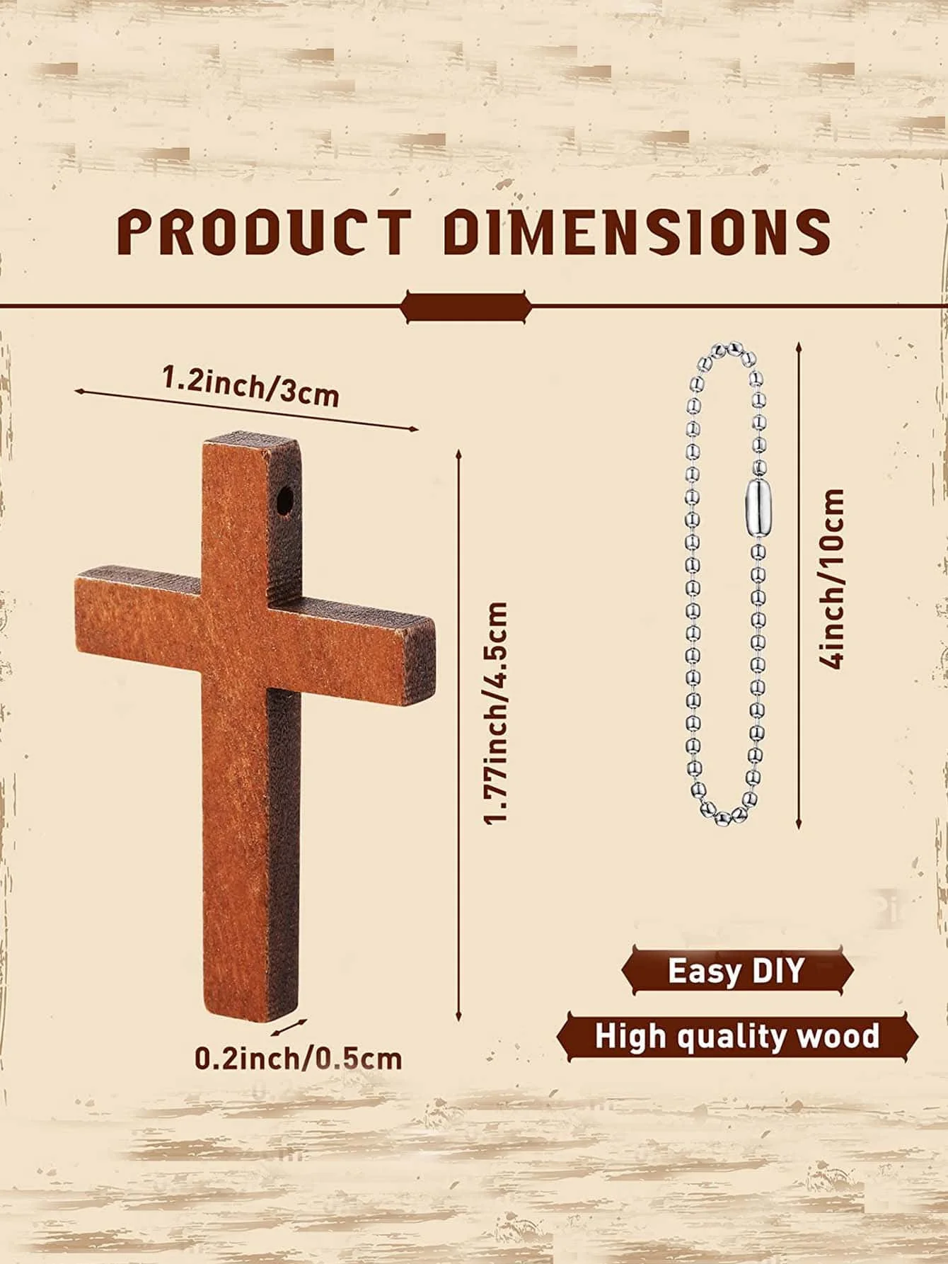 10pcs Mini Wooden Crosses Bulk Mini Wood Cross Charm For Craft Charms With Chains Party DIY Keychain Necklace Bracelet Jewelry