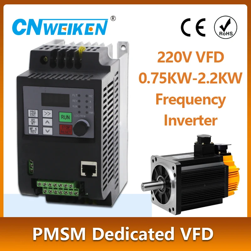 Imagem -03 - Inversor de Frequência ca de Vfd 5.5kw 7.5kw 220v Ímã Permanente Motor Síncrono Monofásico Entrada 220v Fases Saída 220v Pmsm