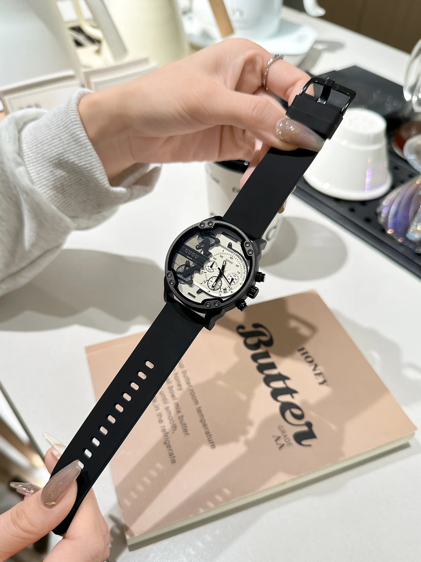 Watch Female 2024 New Student Watch Female Good-looking round Mechanical Large Dial Waterproof Couple's Watch