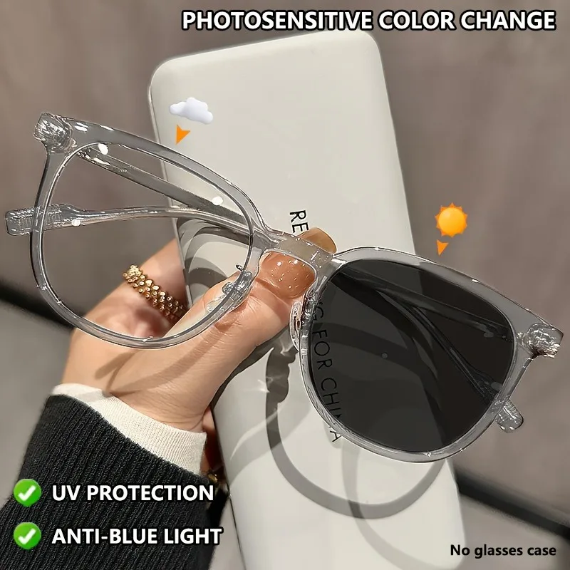 Klassische Retro Unisex Photochrome Eckige Brillenfassung mit Hochauflösender Blaulichtfilterung