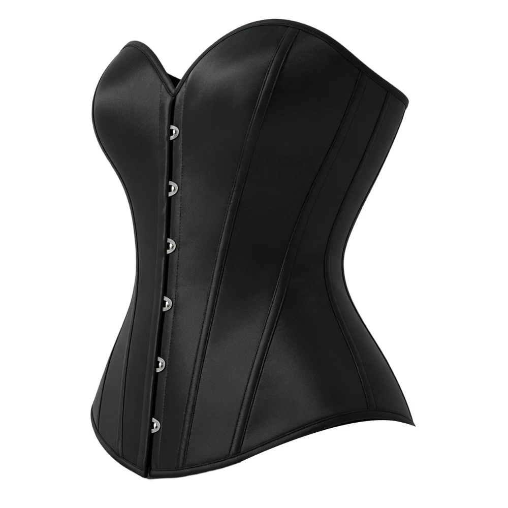 Women Satin Corset Top Overbust Strapless Sweetheart Front Buckle Back Lace Up Vintage Gothic Wedding Party Evening Wear image 3