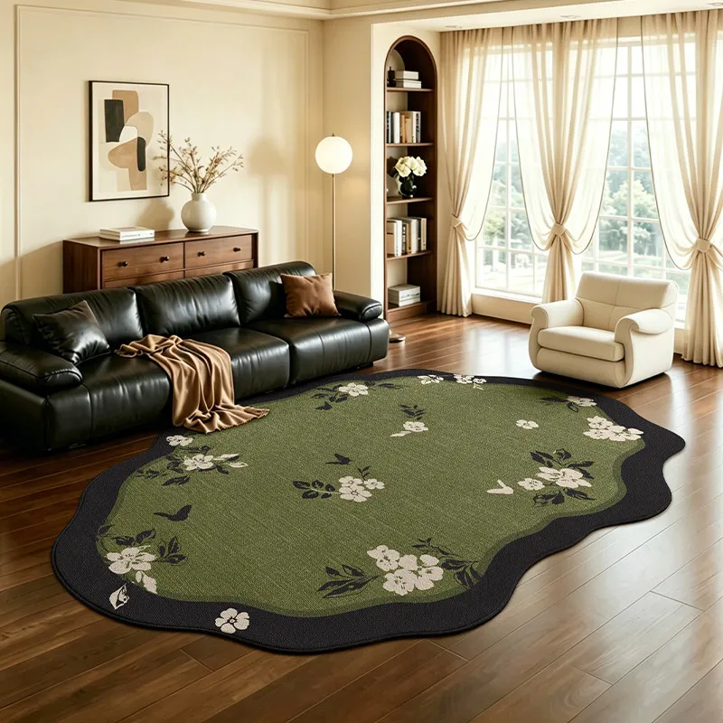 Retro French Style Carpets for Living Room Light Luxury Bedroom Decor Carpet Irregular Shape Bedside Rug Home Thicken Floor Mat