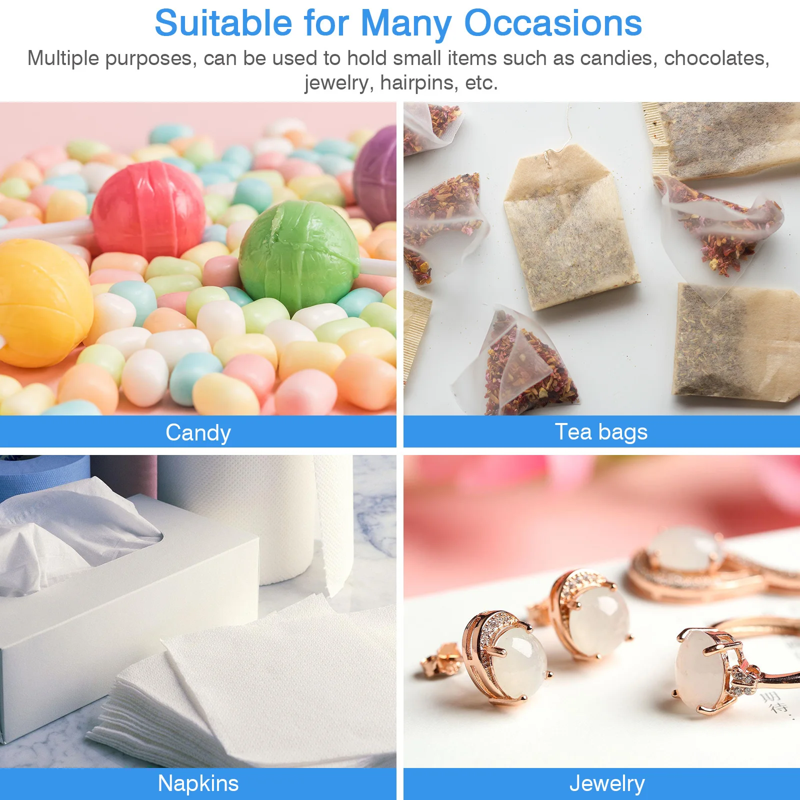 

2Pcs Acrylic Container Sugar Packet Box for Candies Chocolates Jewelry Fine Crafted Transparent Storage Holder Compact