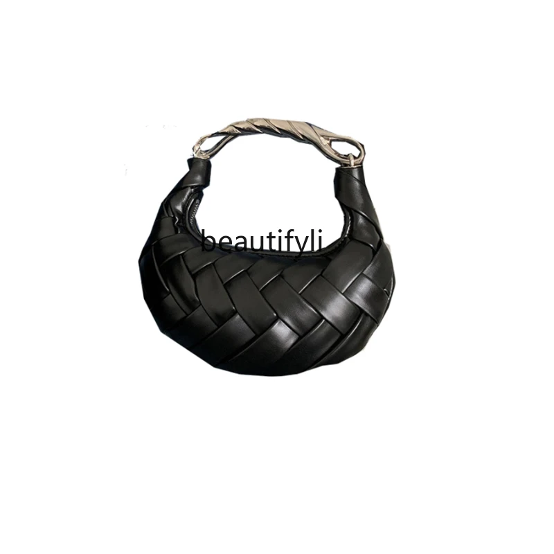 Handheld woven bag women's new summer light luxury niche high sense fashion exquisite messenger dumpling bag