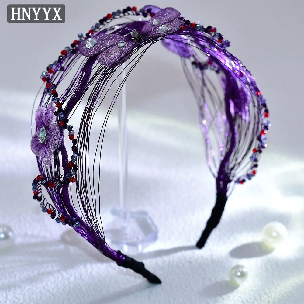 

HNYYX Fashion Flower Crystal Hair Accessories for Bride Headdress Wedding Butterfly Hair Piece Jewelry Headband Girl Tiaras A203