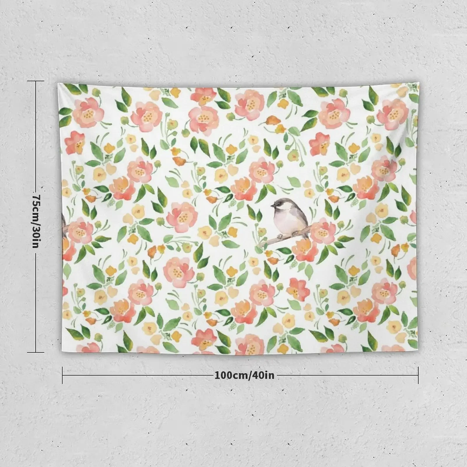 Bird and flowers. Spring watercolor pattern Tapestry Room Decorations Aesthetics Bathroom Decor Living Room Decoration Tapestry