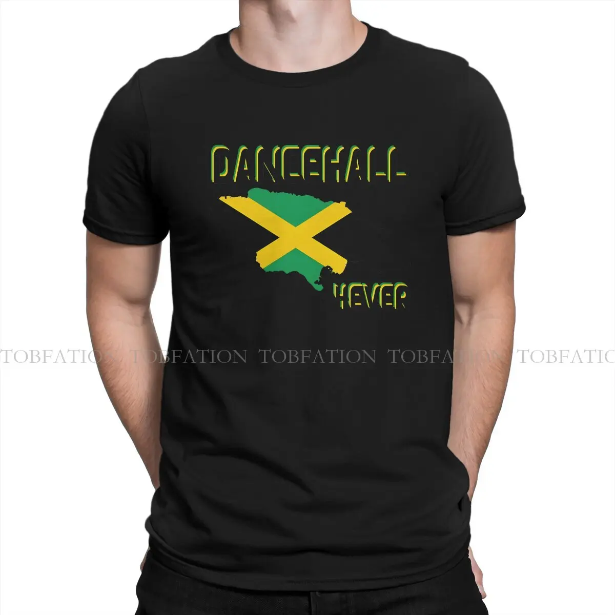 Dancehall Round Collar TShirt Flag Fabric Basic T Shirt Man's