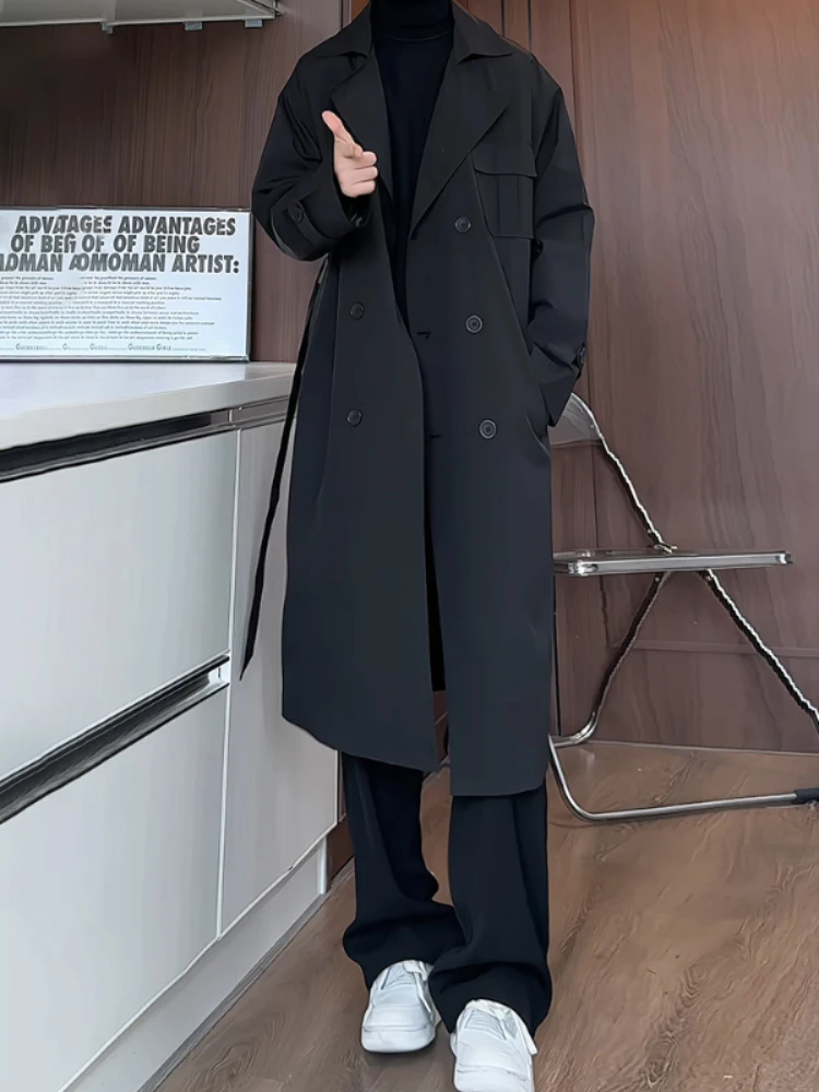 

Мужское длинное пальто Bla Briti до колен, весна-осень, с двойной застежкой, повседневное, для офиса, из полиэфирного волокна