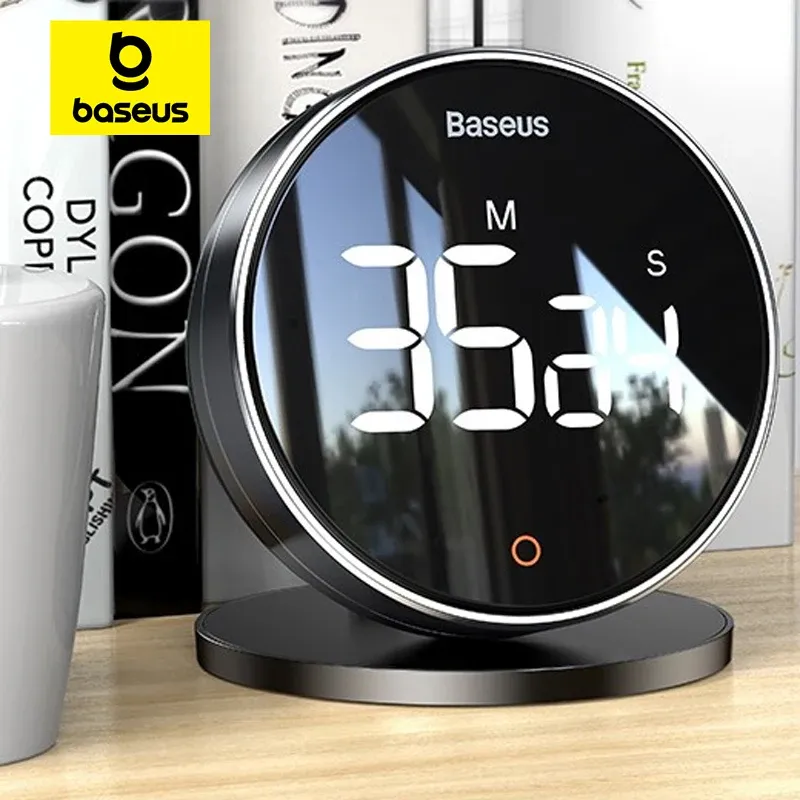 Baseus Digital Kitchen Timer Magnetic Countdown Alarm Clock Work Study Baking Reminder Stand Desk Cooking Clock Stopwatch Timer