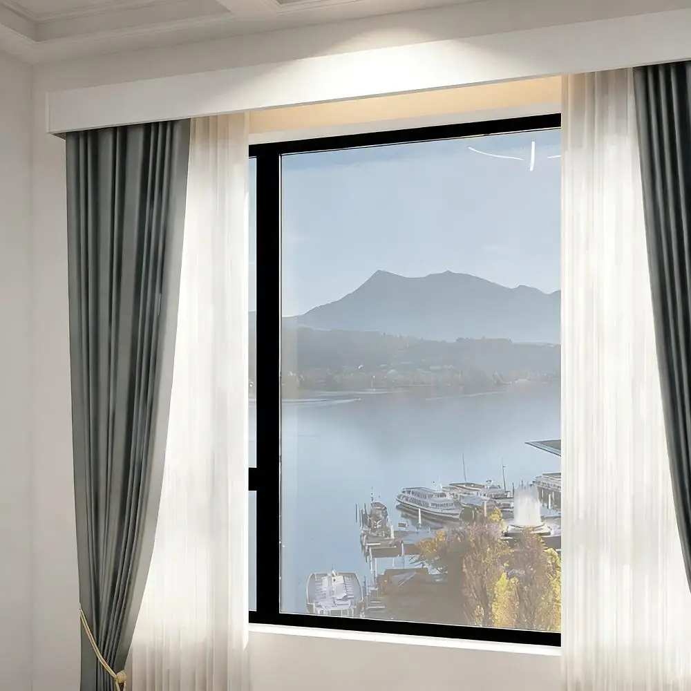 ZSHINE-Modern Flat Design Double Rail Curtain Track Minimalist Style Pelmet Dual System for Sheer & Blackout Drapes, Custom Leng