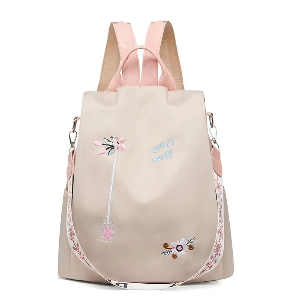 Waterproof Oxford Women Backpack Fashion Casual Embroidery Bag Designer Female Large Capacity Travel Handbag Shopping Knaps