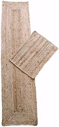 

Anti-Slip Handwoven Jute Reversible Mat & Runner for Kitchen Floor mat, Doormat & bathmat (16 x 54 inch & 16 x 24 in Mooneyes