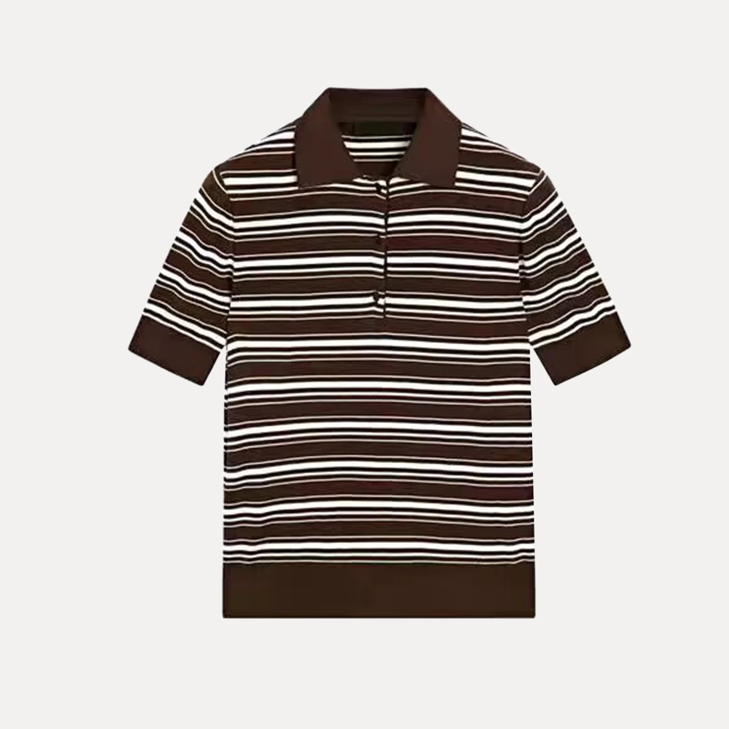 

Женская полосатая футболка с воротником ort Sve P0L0, повседневная футболка со стойкой, другие материалы, 00% осеннее новое поступление, 2025 г.