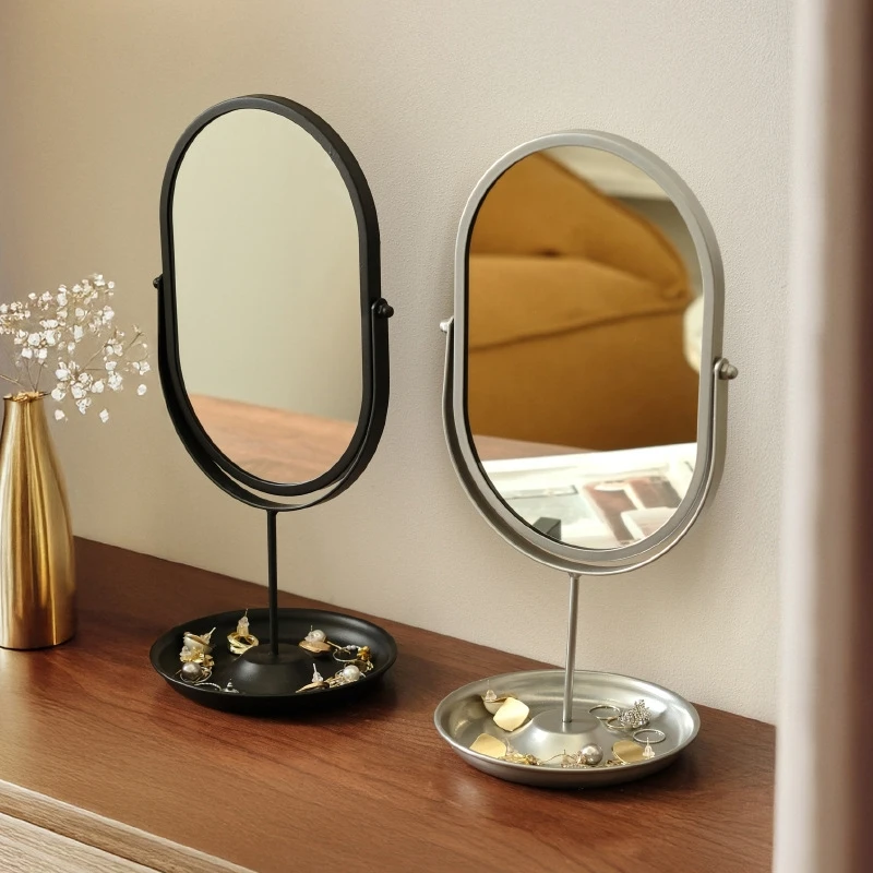 Gold Oval Desktop Vanity Mirror Compact Chic Elegant Dressing Tabletop Makeup For Bedroom Dorm Home Women Teens Gift Birthday