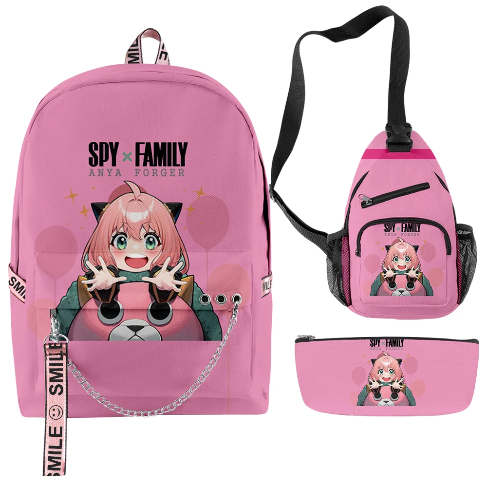 

Hip Hop Popular Funny Spy X Family Anya Forger 3D Print 3pcs/Set School Bags multifunction Travel Backpack Chest Bag Pencil Case