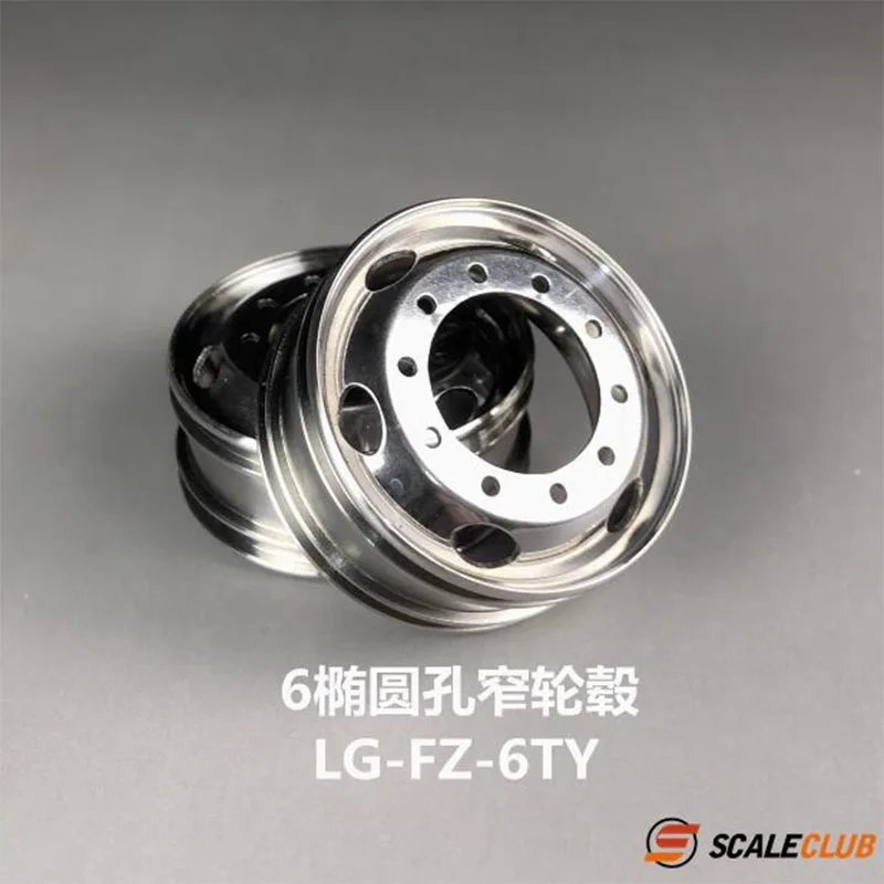 

Scaleclub Model 1/14 Drag Head Mud Upgrade Stainless Steel Wheel Classic 6 Elliptical Circular Holes For Tamiya Lesu Rc Truck