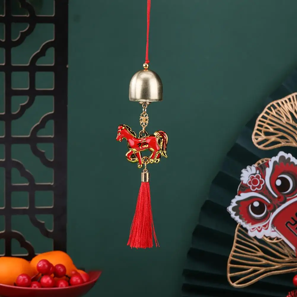 السنة الصينية الجديدة الحصان قلادة 2026 فنغ شوي زودياك الحيوان سحر معلقة شرابة زخرفة مع جرس ثروة الثروة باب المنزل #3