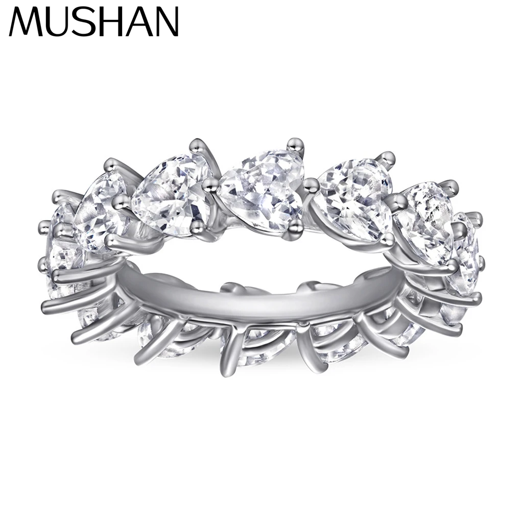 

MuShan Jewelry 925 Sterling Silver Rings Bands Engagement Ring 7A Cubic Zirconia Rings Bands Luxury Anniversary Women Gift