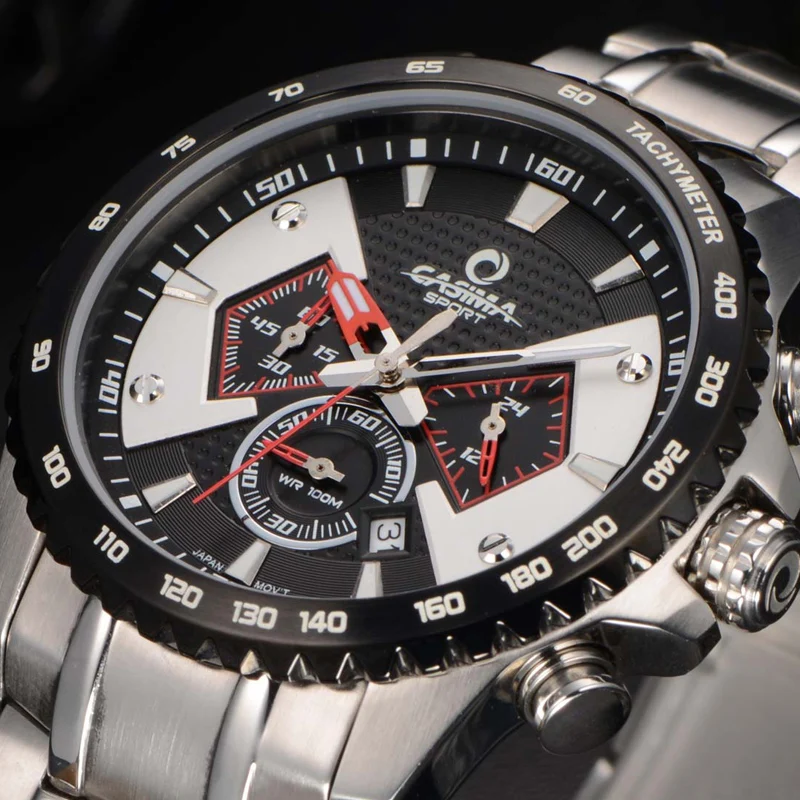 

CASIMA Man Fashion Chronograph Sports Watches Waterproof Stainless Steel Military Quartz Wristwatches Clock for Men Montre Homme