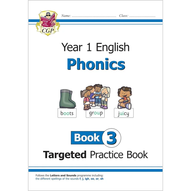 KS1 English Year 1 Phonics Targeted Practice Book  Book 3 CGP Books Coordination Group Publications 9781789080186 Book