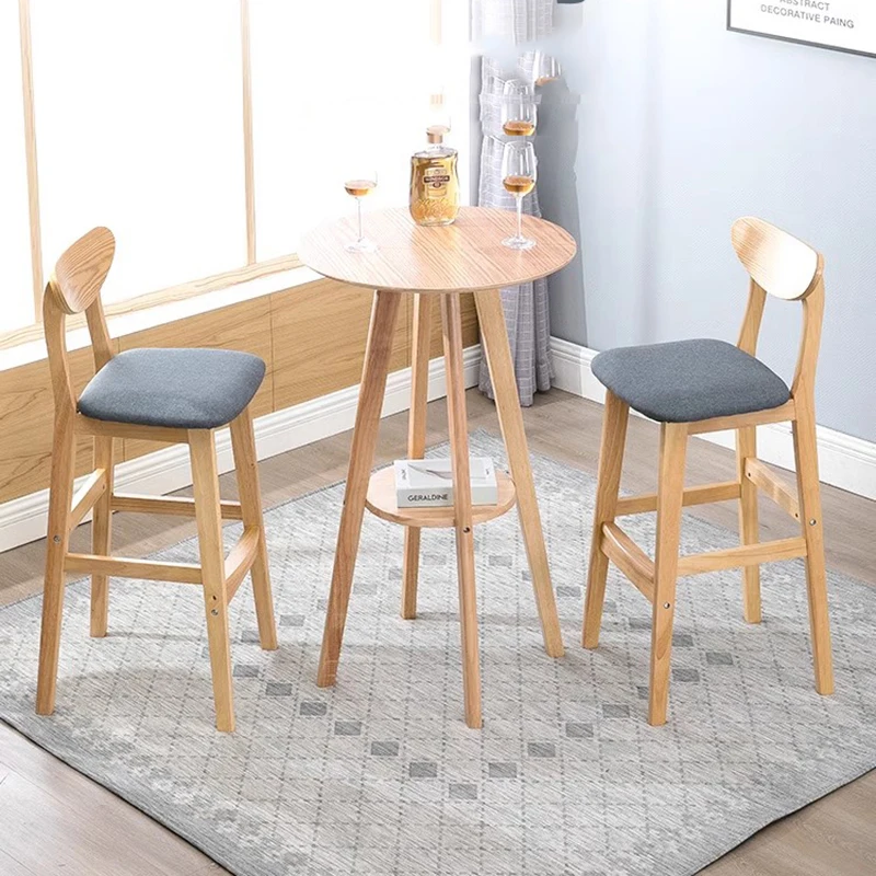 Lounge Minimalist Bar Chair Wooden Barstool Kitchen Island Waiting Bar Stool Cushions European Sgabello Cucina Alto Furniture