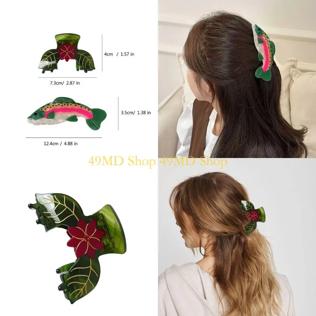 

49MD Valentine's Day Hair Clip Large Hair Claw Clip Fashion Hair Adornment Holder Fish Barrettes Hair Styling Tool