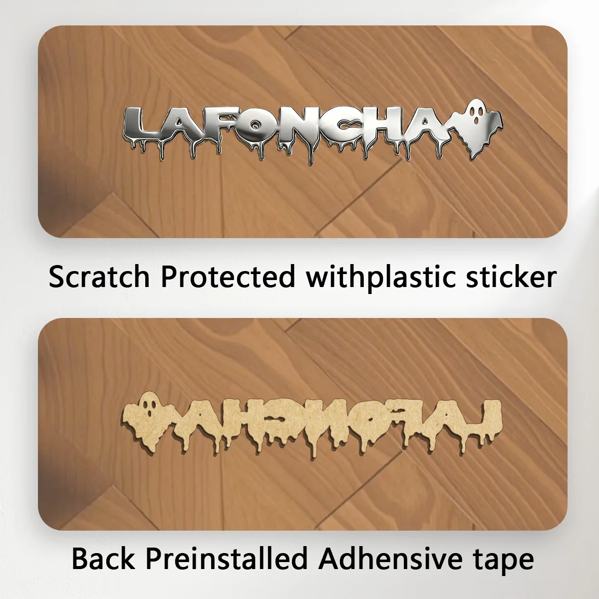 Horror Scrawl Halloween Ghost Metal Stickers Customized Logo Applicable to Car Trunk, Fender and Rear Bumper DIY Stainless Steel view 5