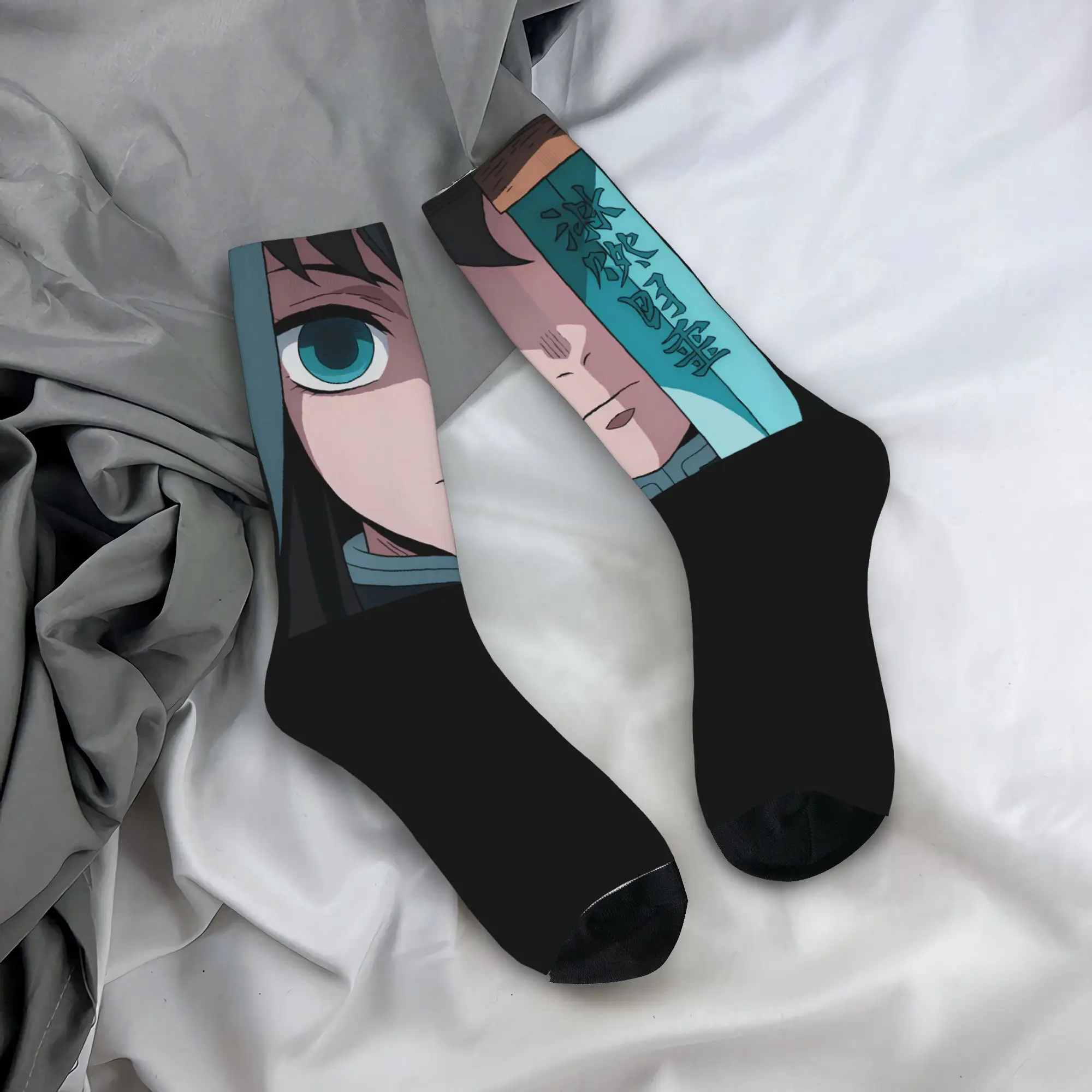 Skarpety Muichiro Tokito, modne wzory, jesienne skarpety antypoślizgowe, unisex, męskie, wysokiej jakości skarpety do skateboardingu.