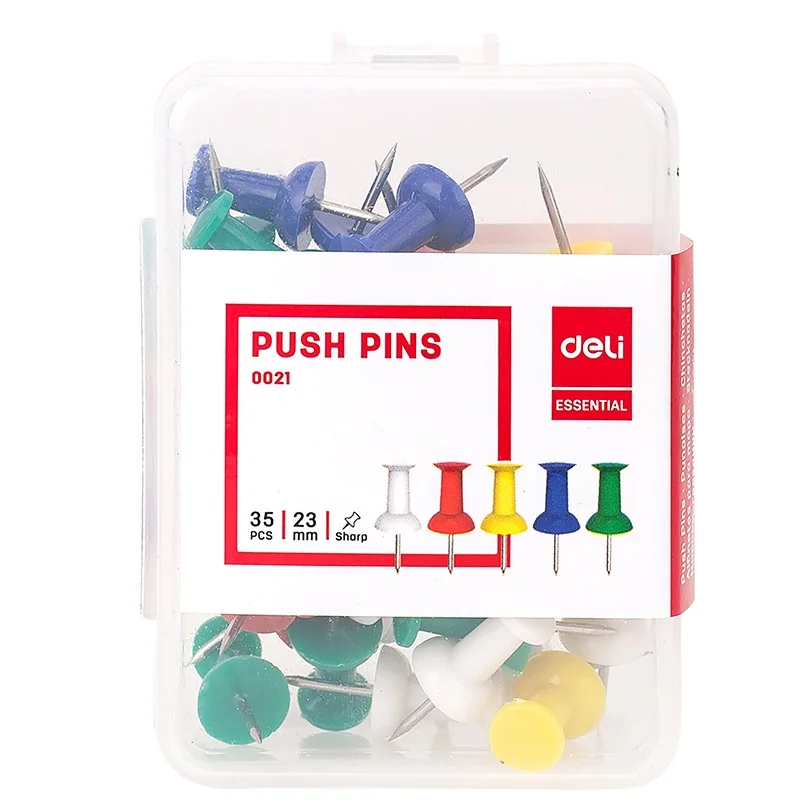 Deli 35 Stks/doos Push Pin 23Mm 5 Kleuren Kantoor School Briefpapier E0021