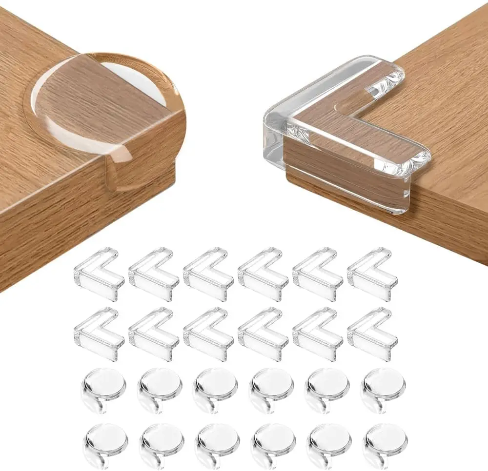 

24Pcs - Edge Corner Protector Baby Proofing - Furniture Corner Bumper Guards(12 L Shape,12 Round Shape)