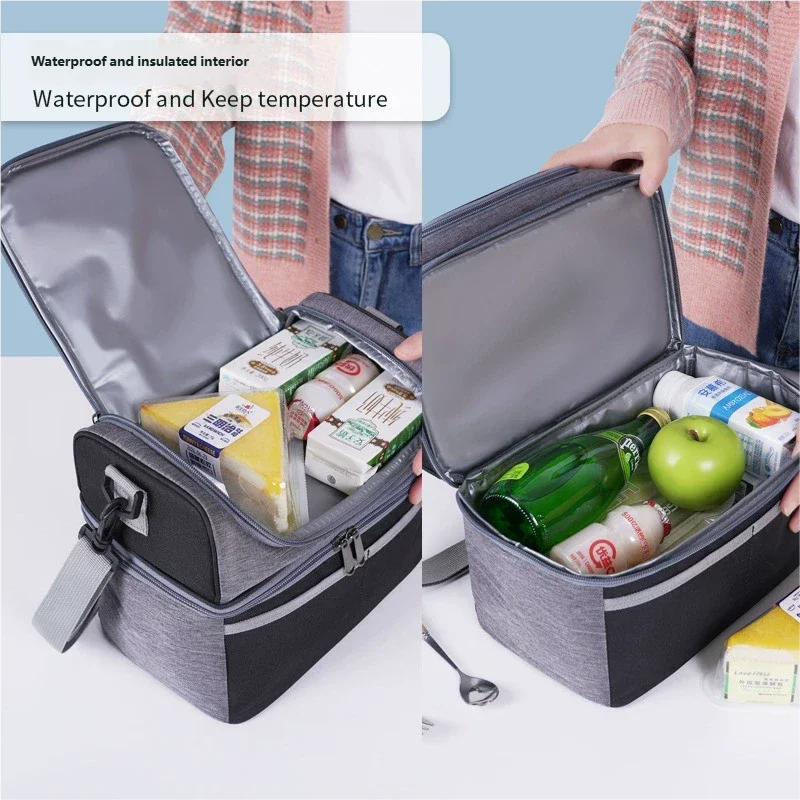 Cord-Lunchtasche, wärmeisolierend, Lunchbox, Aufbewahrung, Handtasche, multifunktional, für Kinder, Schule, Kühltasche, Picknick, Lebensmittelbeutel – Detail 23