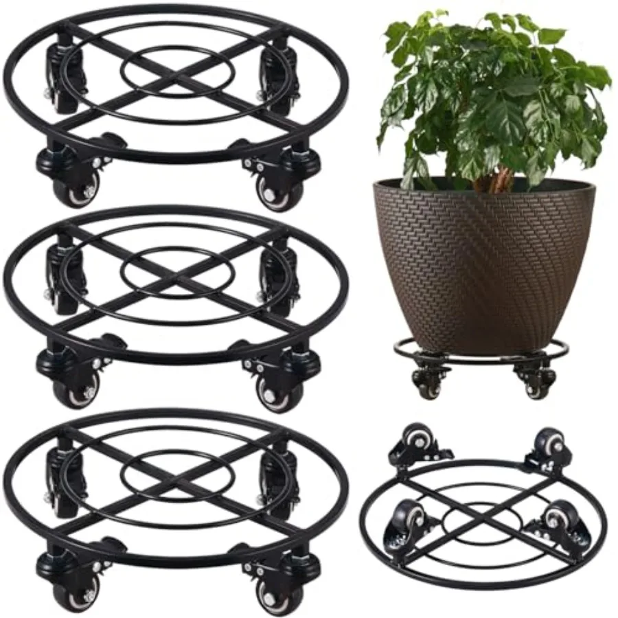 

Packs Large Metal Plant Caddy with Wheels 1.6" Rolling Plant Stands Heavy-Duty Wrought Iron Plant Dolly Plant Rollers Planter M